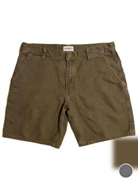 Carhartt B203 DMS 36 Gray Cotton Canvas Chino Shorts 5-Pocket Flat Front Zip 100